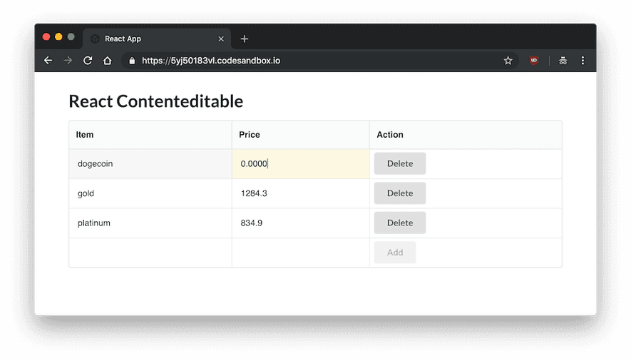 Using Content Editable Elements in JavaScript (React) | Tania's Website