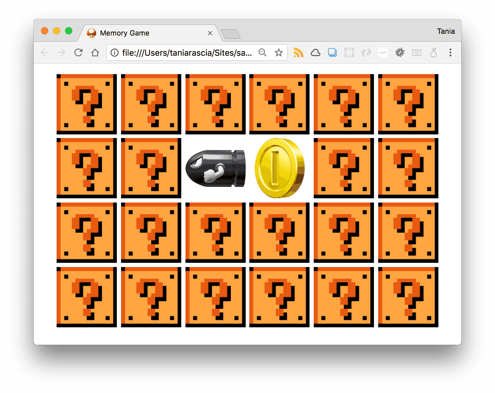 Create a Memory Game (ala Super Mario 3) with JavaScript